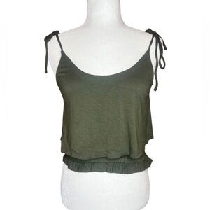 Express ruffled smocked flowy crop top size XS